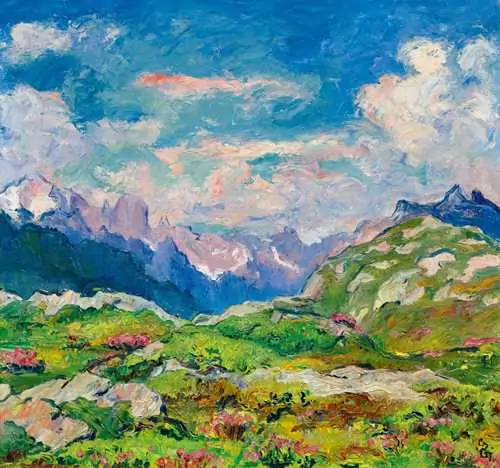 GIOVANNI GIACOMETTI — Bergell mit Blick auf die Sciora-Gruppe. 1931. — Koller Auktionen