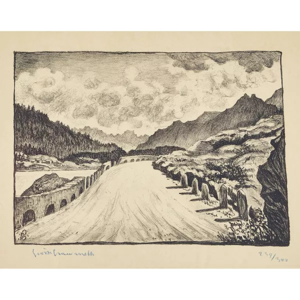 Giovanni Giacometti — "Strasse nach Maloja entlang dem Silsersee".