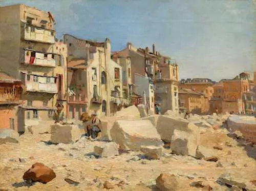 GIOVANNI GIACOMETTI — Stone cutters on the Ripa Grande. 1893. — Koller Auktionen