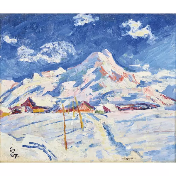"Winterlandschaft bei Maloja mit Blick auf den Piz da la Margna"
