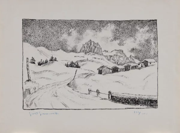Giovanni Giacometti — Maloja im Winter, aus "Schönheiten der Alpenstrasse, 3. Folge", 1928