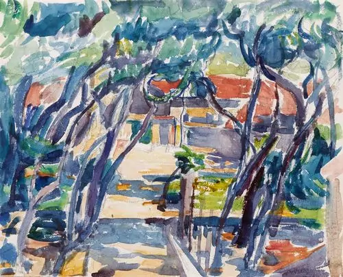 GIACOMETTI, GIOVANNI — Garden landscape in Val Bregaglia. Circa 1925. — Koller Auktionen