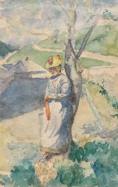 GIOVANNI GIACOMETTI — Mädchen in der Nähe des Hauses Giacometti (Girl near the Giacometti house). Probably 1890. — Koller Auktionen