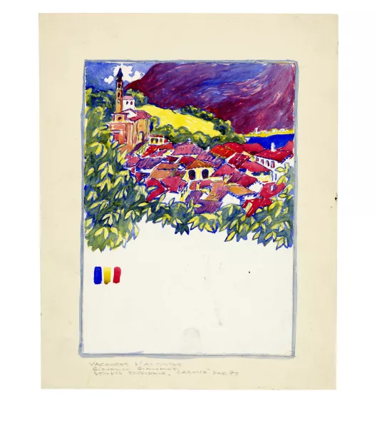 Giovanni Giacometti — 9 Original-Entwürfe zu Illustrationen "Vacances d'Artistes"