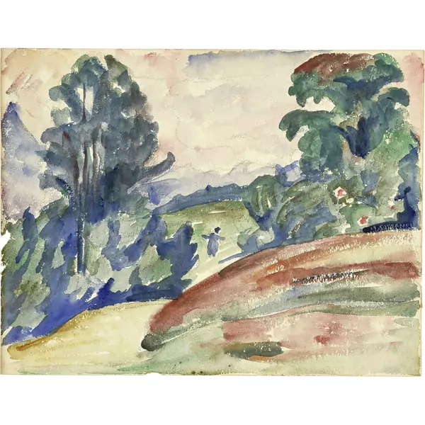 Giovanni Giacometti — Waldlandschaft mit Spaziergänger — Galerie Kornfeld