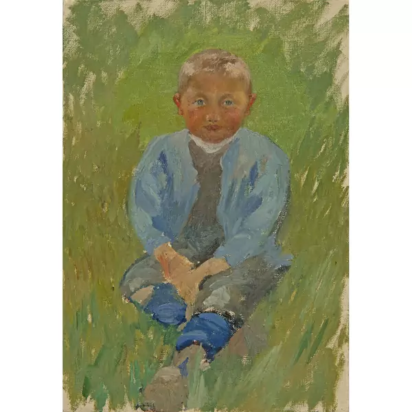 Giovanni Giacometti — Im Gras sitzender Knabe — Galerie Kornfeld