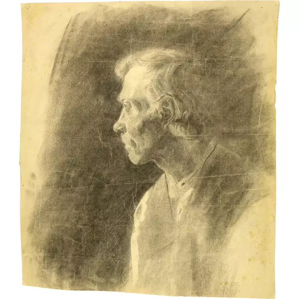 Giovanni Giacometti — Bergeller Bauer, Brustbild, im Profil nach links — Galerie Kornfeld