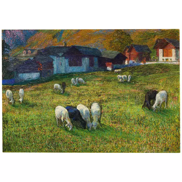 Giovanni Giacometti — Autunno – Bergdorf mit Schafen — Galerie Kornfeld