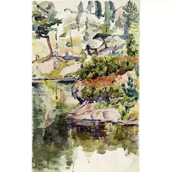 Giovanni Giacometti — Uferpartie des Cavlocciosees bei Maloja — Galerie Kornfeld