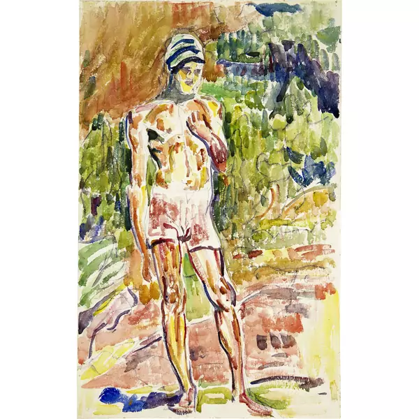 Giovanni Giacometti — Badender am Cavlocciosee bei Maloja — Galerie Kornfeld