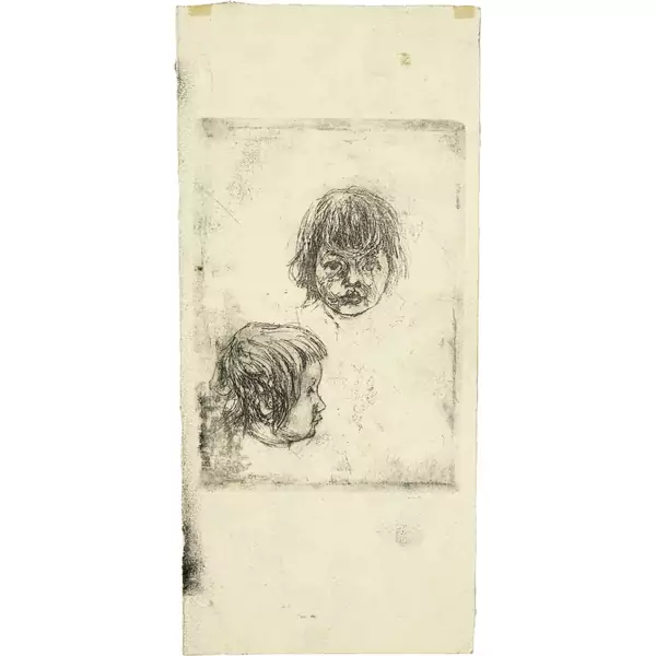 Giovanni Giacometti — Kinderkopf de face und Kinderkopf im Profil — Galerie Kornfeld