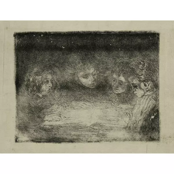 Giovanni Giacometti — Alberto, Diego, Ottilia und Bruno beim Lesen — Galerie Kornfeld
