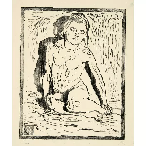 Giovanni Giacometti — Kniender Mädchenakt von vorn – Ottilia — Galerie Kornfeld