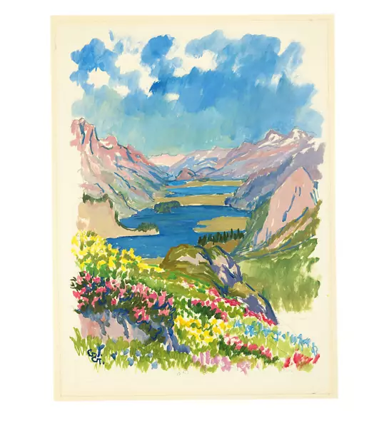 Giovanni Giacometti — Blick vom Aela auf die drei Oberengadinerseen — Galerie Kornfeld