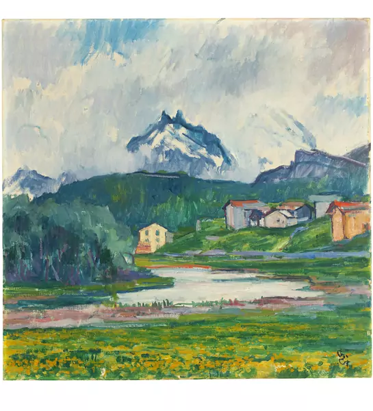 Giovanni Giacometti — Blick auf Capolago und Piz Lizun — Galerie Kornfeld