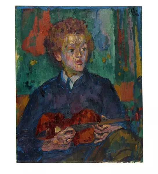 Giovanni Giacometti — Knabe mit Violine (Bruno Giacometti) — Galerie Kornfeld