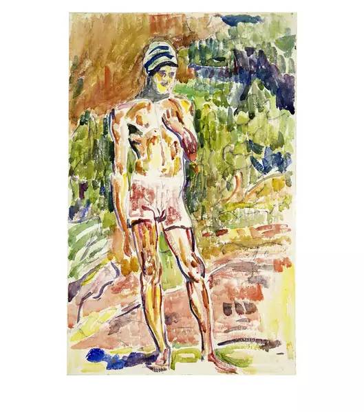 Giovanni Giacometti — Badender am Cavlocciosee bei Maloja — Galerie Kornfeld