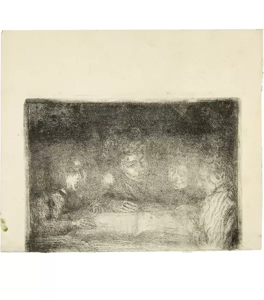 Giovanni Giacometti — Alberto, Diego, Ottilia und Bruno beim Lesen — Galerie Kornfeld