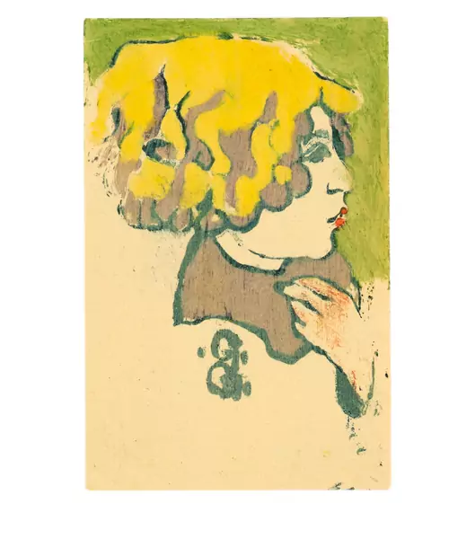 Giovanni Giacometti — Alberto im Profil nach rechts, die linke Hand am Halsansatz — Galerie Kornfeld