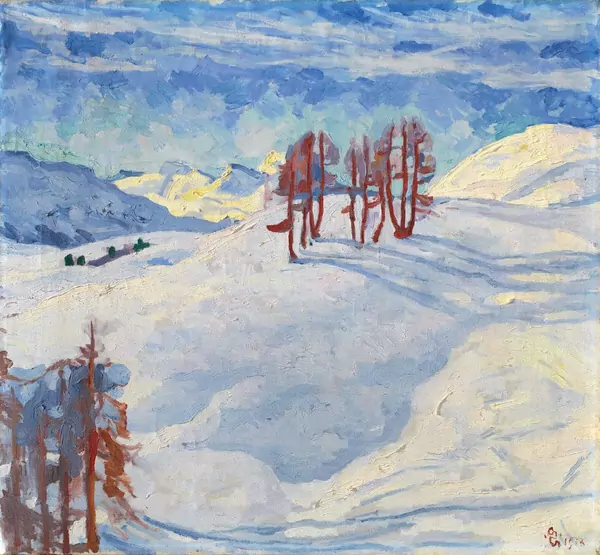 Giovanni Giacometti — Paesaggio d’inverno – Winterlandschaft in der ­Oberalpina — Galerie Kornfeld