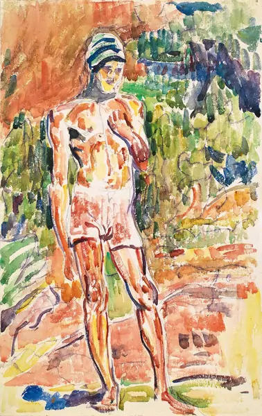 Giovanni Giacometti — Badender am Cavloccio See bei Maloja — Galerie Kornfeld
