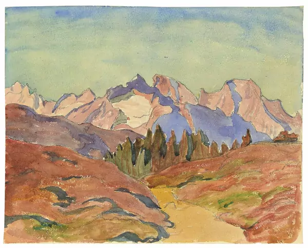 Giovanni Giacometti — Blick auf Albigna und die Bondasca Gruppe — Galerie Kornfeld