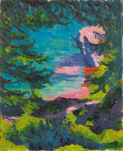 Giovanni Giacometti — Ausblick auf den Silsersee am Weg von Maloja nach Isola — Galerie Kornfeld