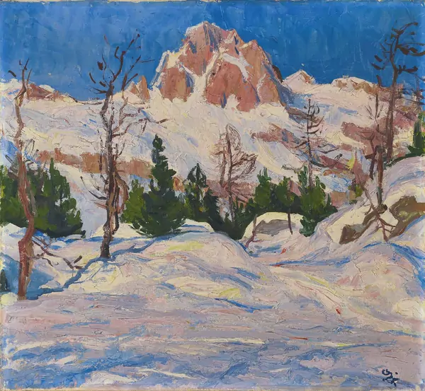 Giovanni Giacometti — Winterlandschaft mit dem Piz Lagrev — Galerie Kornfeld