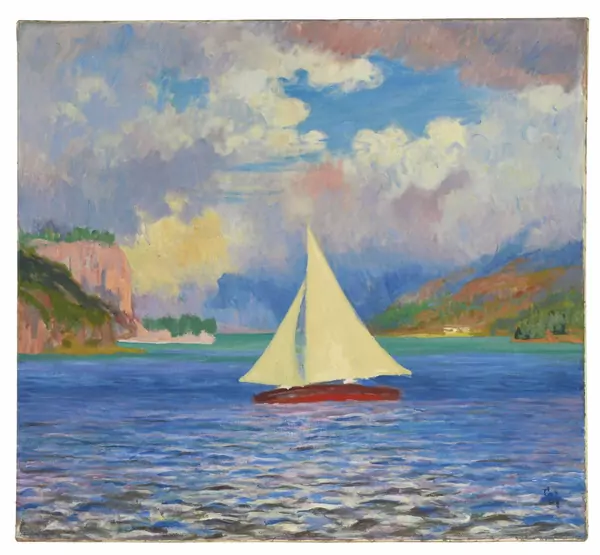 Giovanni Giacometti — Segelboot auf dem Silsersee — Galerie Kornfeld