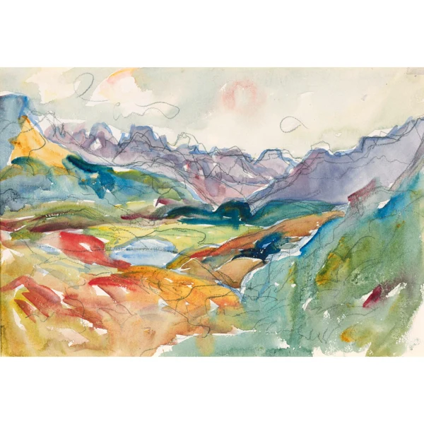 Giovanni Giacometti — BLICK AUF DEN SILSERSEE GEGEN PIZ MARGNA UND PIZ SALACINAVIEW AT LAKE SILS TOWARDS PIZ MARGNA AND PIZ SALACINA
