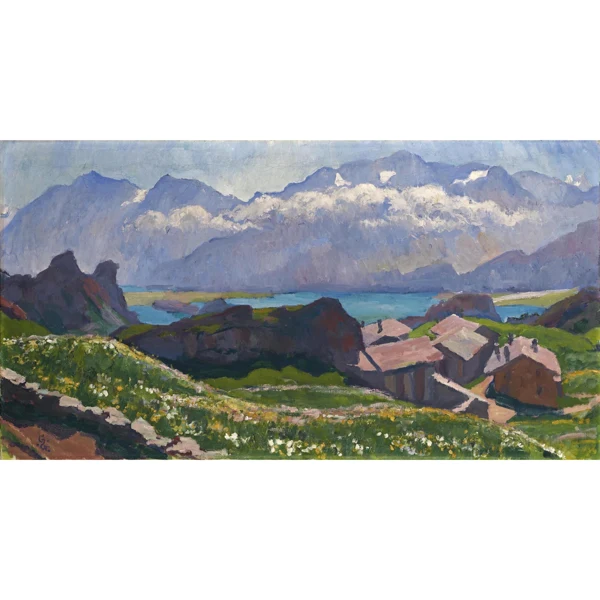 Giovanni Giacometti — BLICK ÜBER CAPOLAGO AUF DEN SILSERSEE, 1927 VIEW OVER CAPOLAGO TOWARDS LAKE SILS, 1927