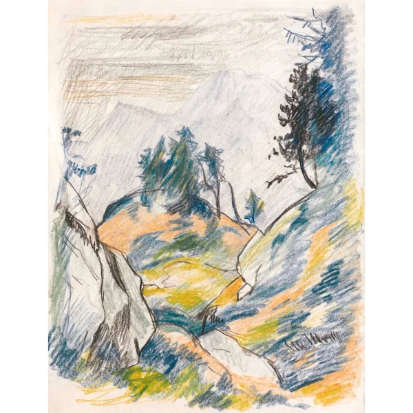Giovanni Giacometti — HOHLWEG IM GEBIRGE NARROW PASS IN THE MOUNTAINS
