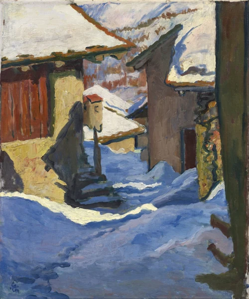 Giovanni Giacometti — Verschneite Dorfpartie in Capolago, 1932