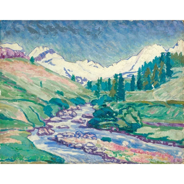 Giovanni Giacometti — FRÜHSOMMERLANDSCHAFT IM OBERENGADIN EARLY SUMMER LANDSCAPE IN UPPER ENGANDIN