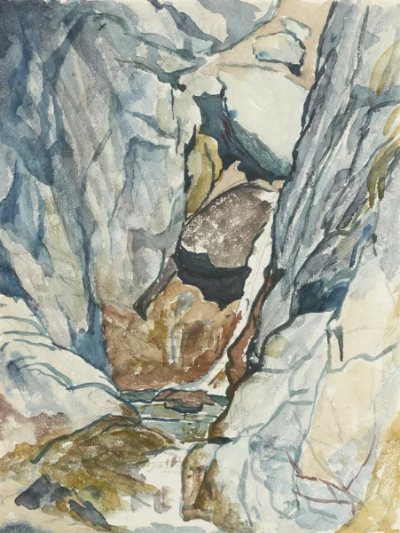 Giovanni Giacometti — BERGSCHLUCHT MIT WASSERFALLMOUNTAIN GORGE WITH WATERFALL