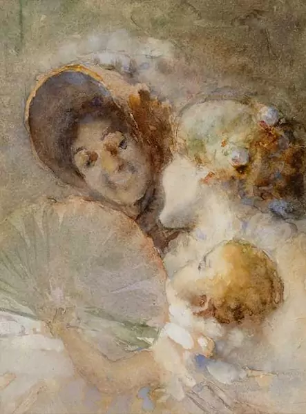 GIOVANNI SEGANTINI — La mia Famiglia. Circa 1882. — Koller Auktionen