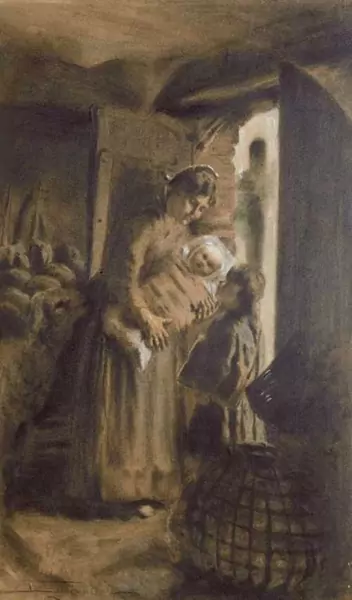 GIOVANNI SEGANTINI — Der Neugeborene / scena familiare. 1881 - 1883. — Koller Auktionen