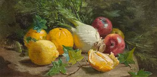 GIOVANNI SEGANTINI — Natura morta di limone, arance, mele e finocchio. — Koller Auktionen