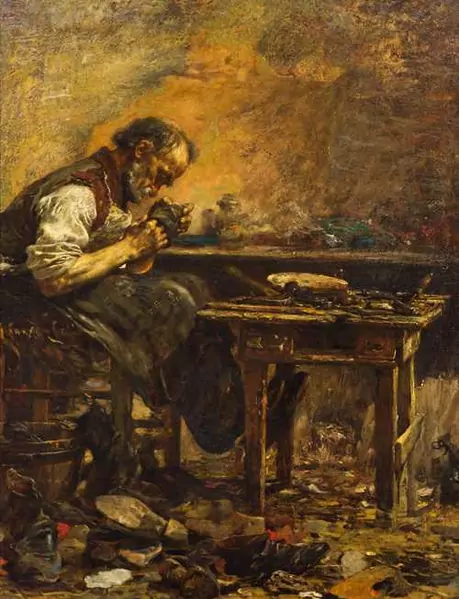 GIOVANNI SEGANTINI — Il Ciabattino (The shoemaker). Circa 1884/85. — Koller Auktionen