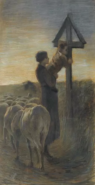 SEGANTINI, GIOVANNI — Bacio alla croce (Kissing the Cross) (ca. 1886-1888). — Koller Auktionen