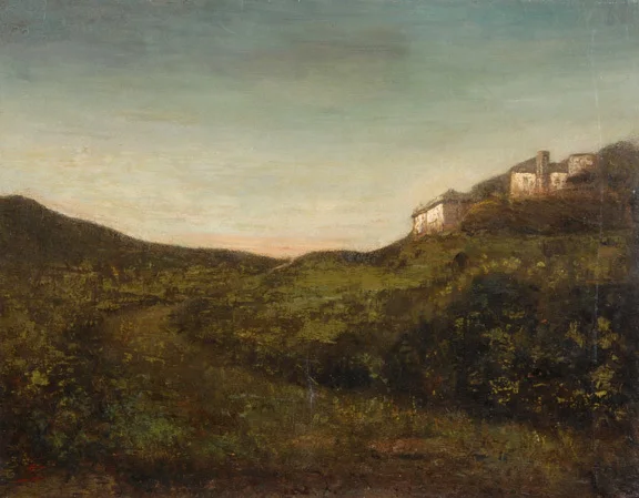 Giovanni Segantini — Paesaggio al tramonto, um 1880