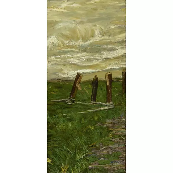 Giovanni Segantini — Frammento di paesaggio - auch: Studio di un campo con paletti — Galerie Kornfeld