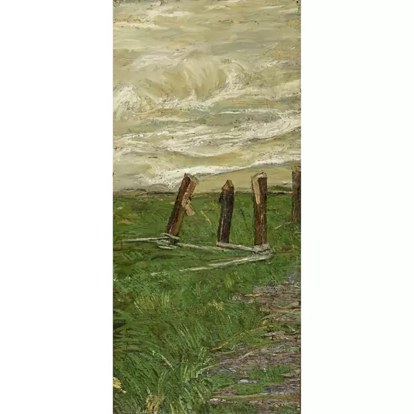 Giovanni Segantini — Frammento di paesaggio - Studio di un campo con paletti — Galerie Kornfeld