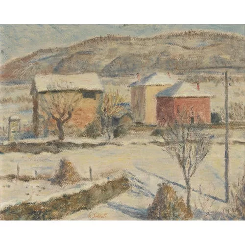 Giuseppe Soldati — Winterliche Landschaft mit Häusern.