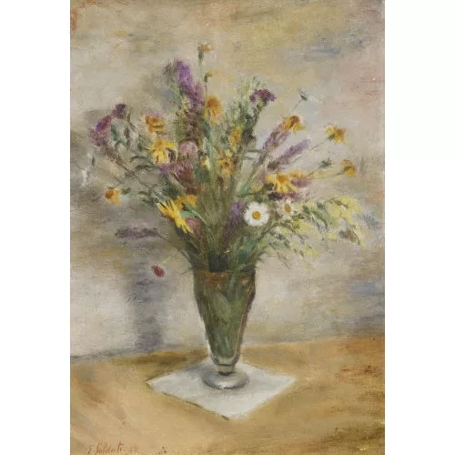 Giuseppe Soldati — Stillleben mit Feldblumen in einem Glas.