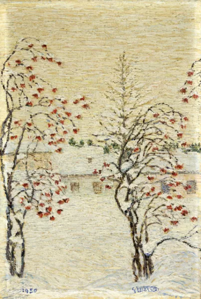 Gottardo Segantini — Vogelbeerbäume im Schnee