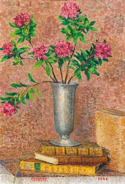 GOTTARDO SEGANTINI — Alpine roses in a vase. 1943. — Koller Auktionen