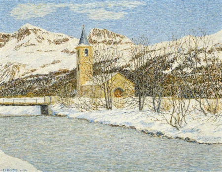 Kirche St. Lorenz in Sils Baselgia, 1954