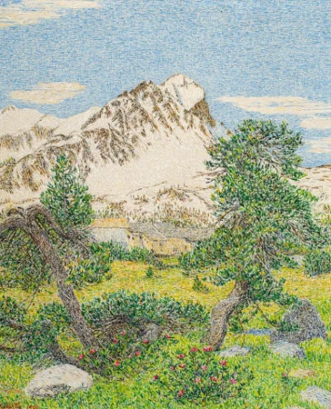 Engadiner Frühlingslandschaft mit Piz Lagrev, 1960