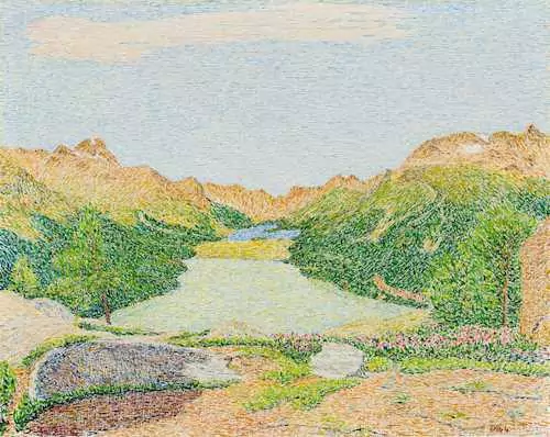 GOTTARDO SEGANTINI — Upper Engadin with view of Silvaplana Lake and Lake Sils. 1964. — Koller Auktionen